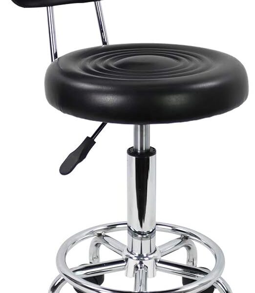 TABOURET AVEC DOSSIER ARRONDI PIED EN ALUM NOIR